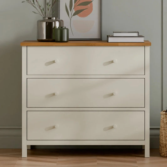 Coxmoor 3 Drawer Chest Ivory & Oak