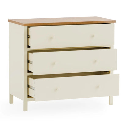 Coxmoor 3 Drawer Chest Ivory & Oak
