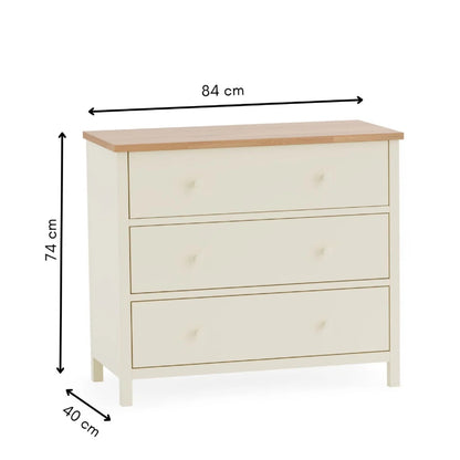 Coxmoor 3 Drawer Chest Ivory & Oak