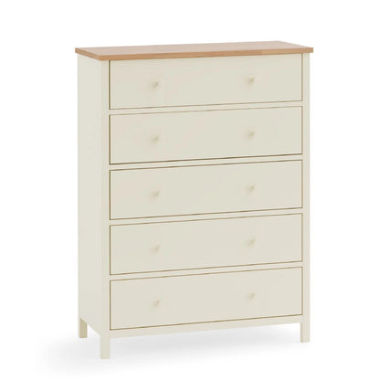 Coxmoor 5 Drawer Wide Chest Ivory & Oak