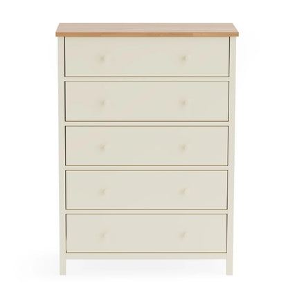 Coxmoor 5 Drawer Wide Chest Ivory & Oak