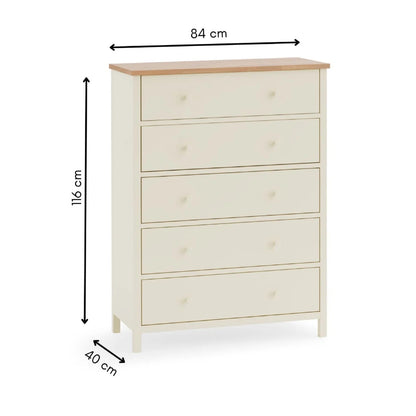 Coxmoor 5 Drawer Wide Chest Ivory & Oak