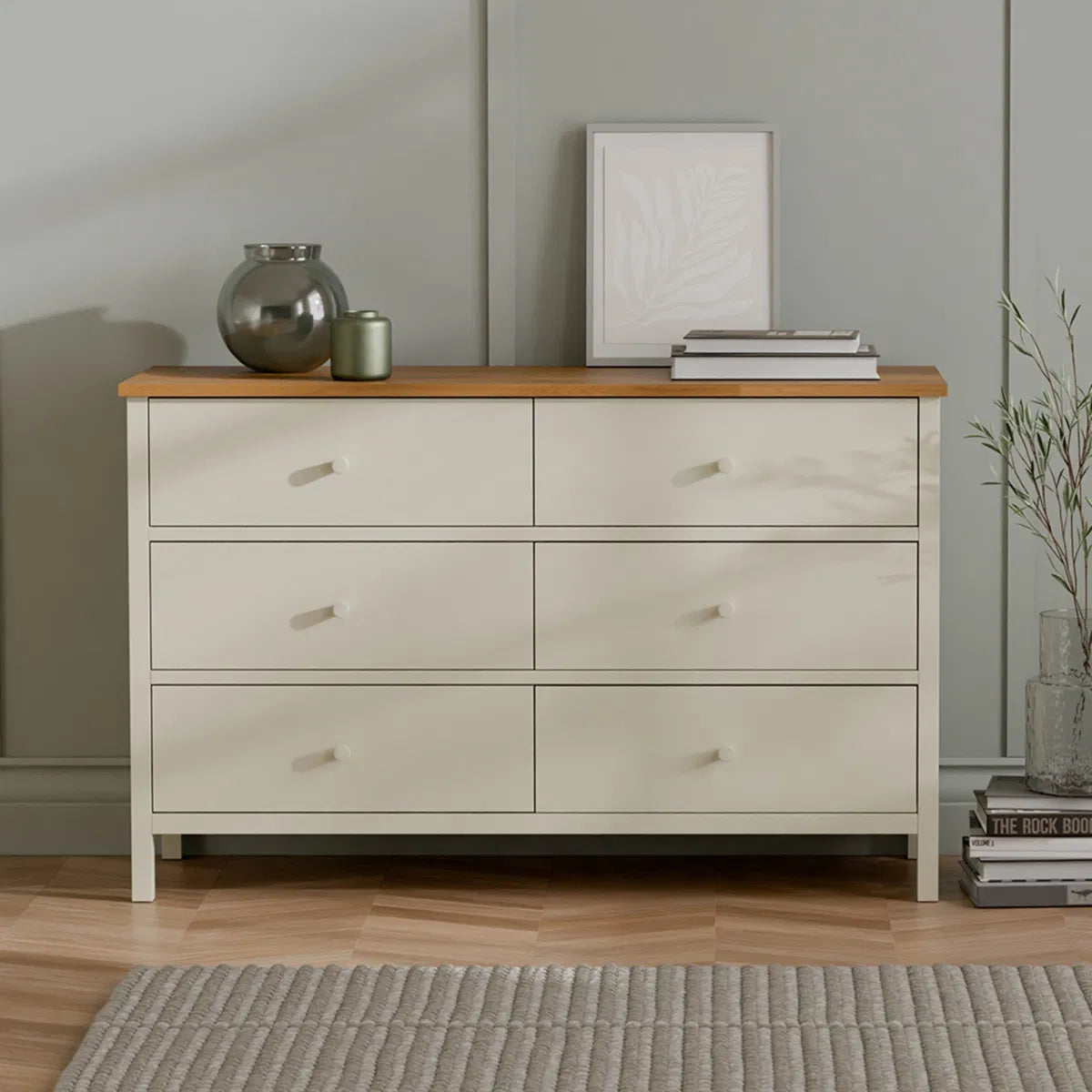 Coxmoor 6 Drawer Chest Ivory & Oak