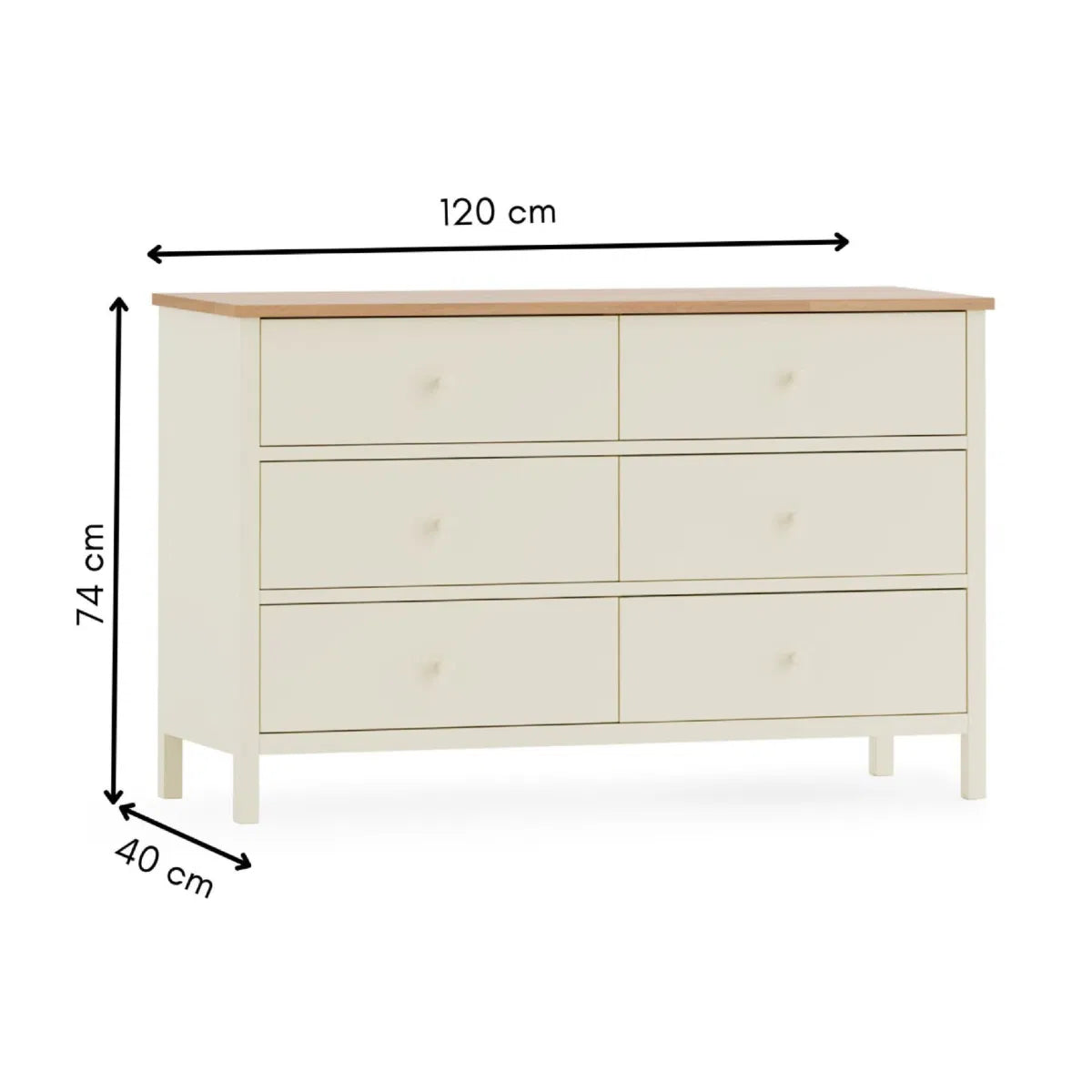 Coxmoor 6 Drawer Chest Ivory & Oak