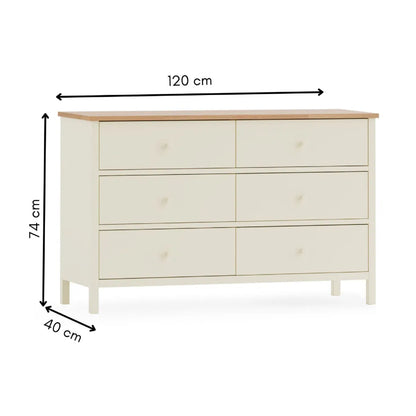 Coxmoor 6 Drawer Chest Ivory & Oak
