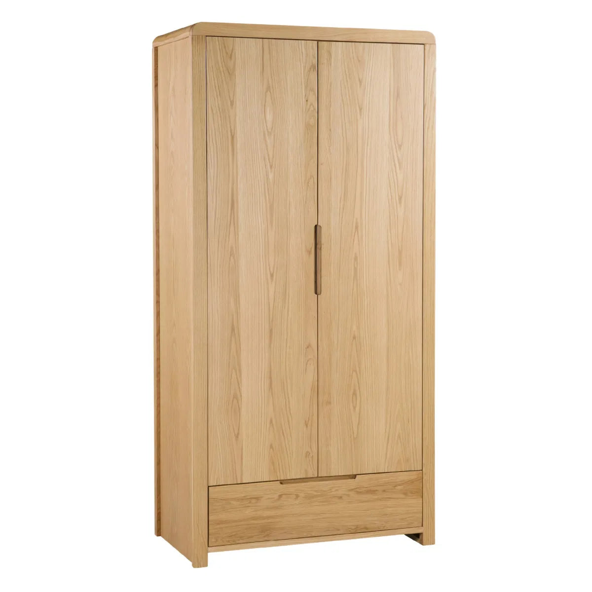 Curve Solid Oak 2 Door & 1 Drawer Double Wardrobe