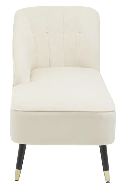 Cream Velvet Right Arm Chaise Lounge