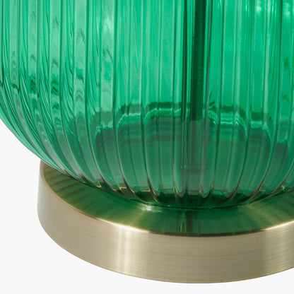 Created in collaboration with the Designers Guild. A blend of premium design and artisanal craft Deep Emerald Ribbed Glass Base with antique brass accents. Ideal for statement lighting in living rooms, bedrooms, or stylish office spaces. Available at www.nobleandnook.co.uk