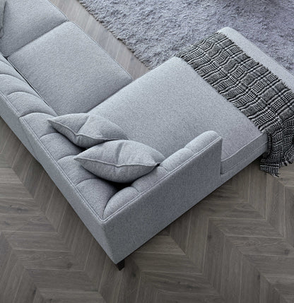 Shop the Cooper Left Hand Corner Group, showcasing the perfect blend of mid-century comfort and design. This timeless design and modern sofa boasts squared edges, sleek lines, and a minimalist silhouette. Shop online now at www.nobleandnook.co.uk
