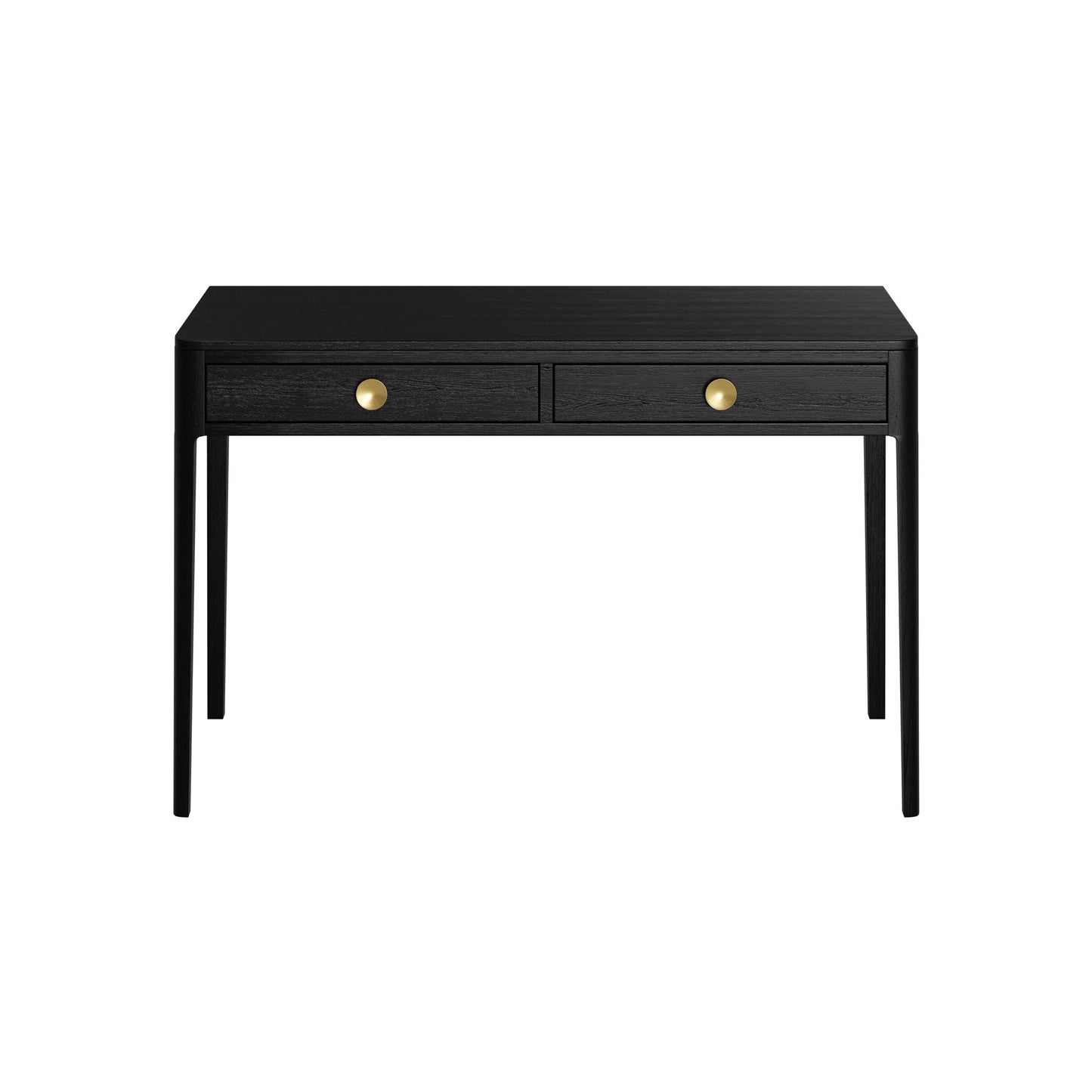 Shop the Abberley Dressing Table in stunning black stained solid oak. Keep organised with two drawers and admire the visible grain. Shop online today at www.nobleandnook.co.uk