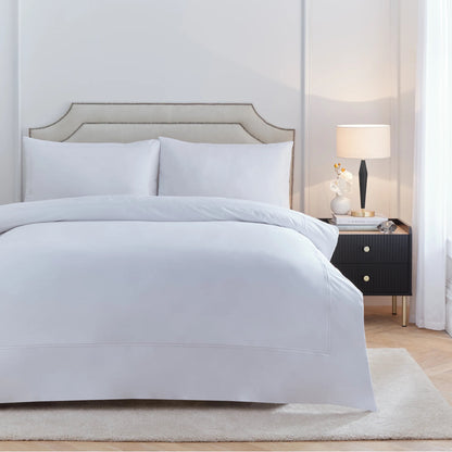 Elara Embroidered 100% Cotton Duvet Cover Set White – Pure Elegance and Lasting Comfort