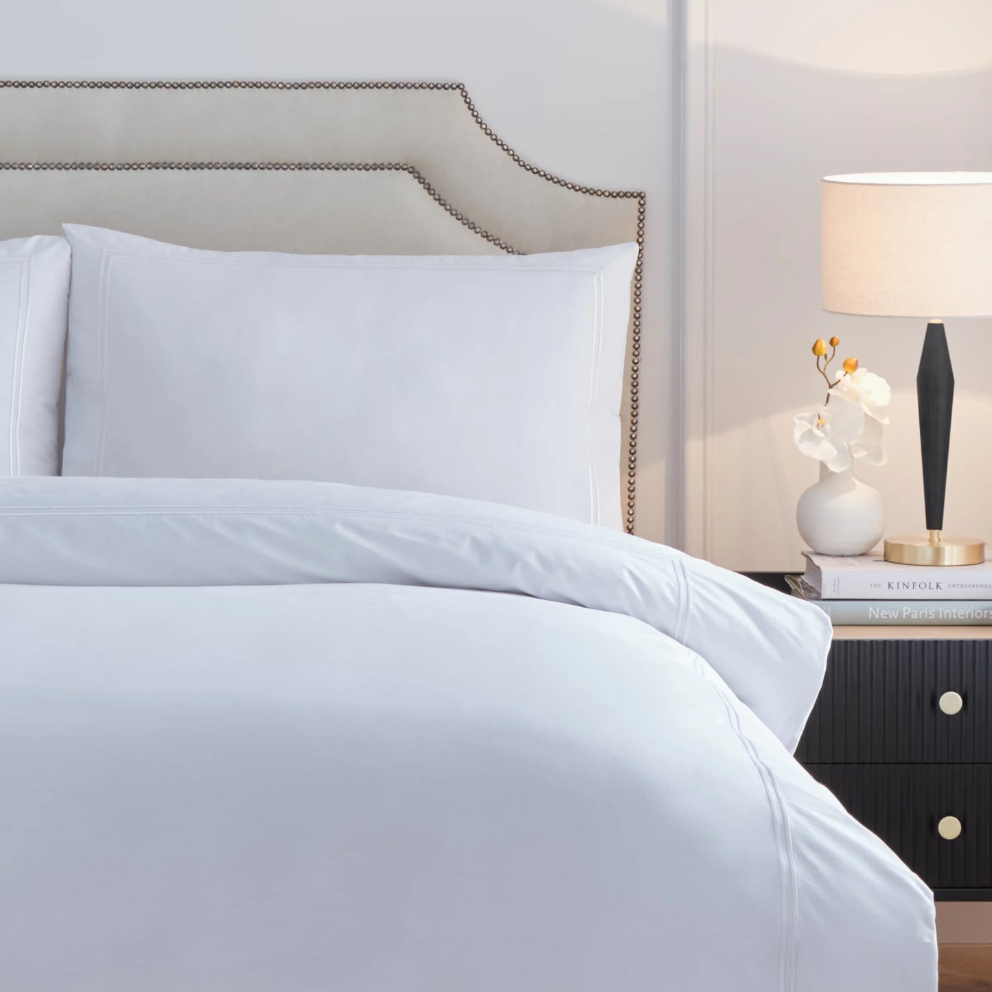 Elara Embroidered 100% Cotton Duvet Cover Set White – Pure Elegance and Lasting Comfort