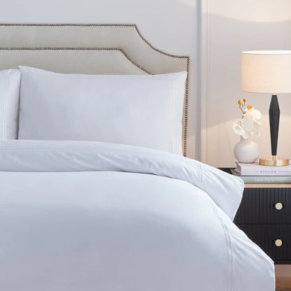 Elara Embroidered 100% Cotton Duvet Cover Set White – Pure Elegance and Lasting Comfort