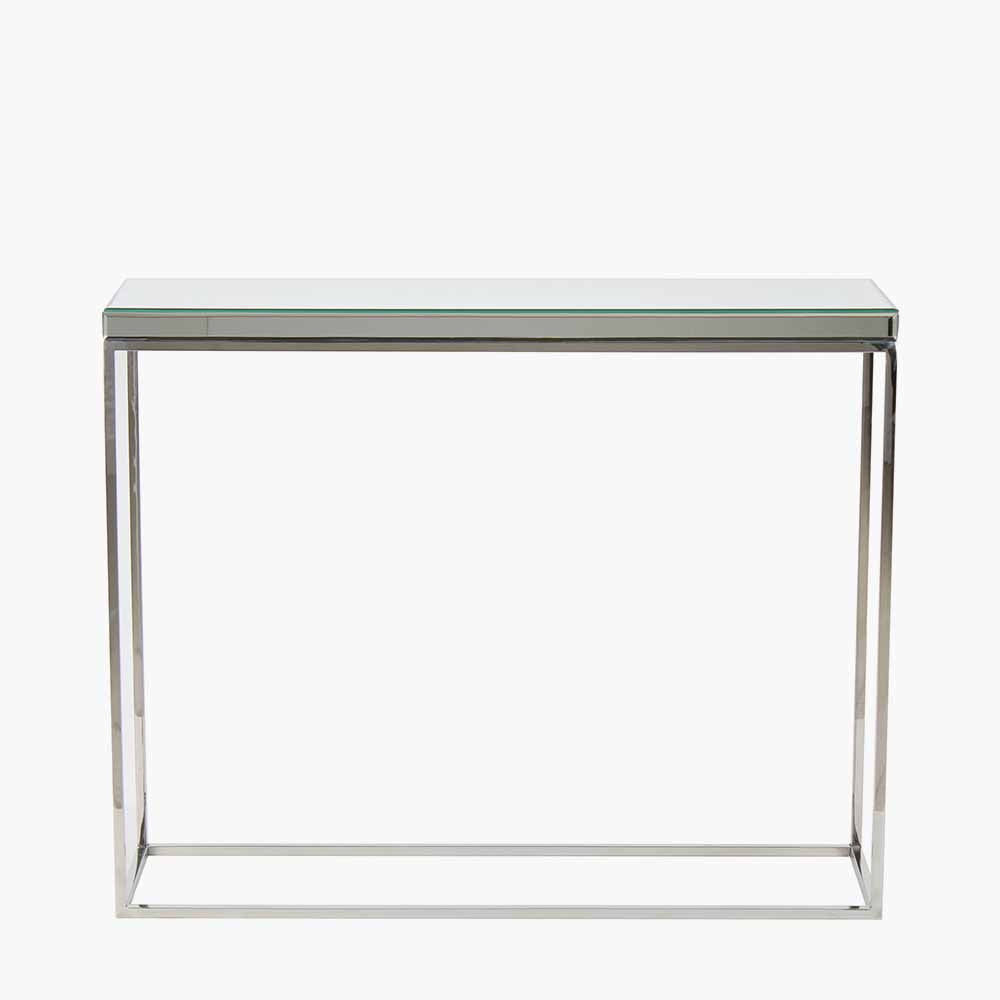 The Elysee Mirrored Glass Console Table, a sophisticated piece that combines modern elegance with practical functionality. Perfect for hallways, living spaces, or bedrooms. Shop online today at www.nobleandnook.co.uk