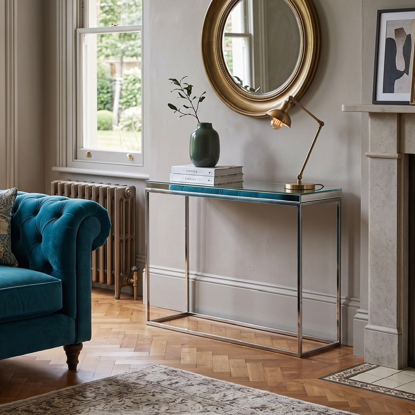 Elysee Mirrored Glass Console Table