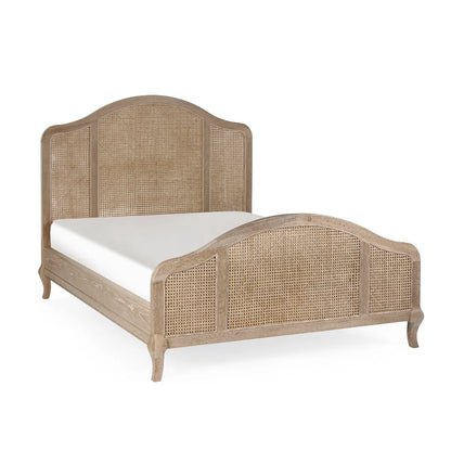 Shop the Château Rattan Bed in Light Oak, featuring an arched headboard and footboard with intricate rattan panelling. Free UK Mainland Delivery. Shop online todat at www.nobleandnook.co.uk