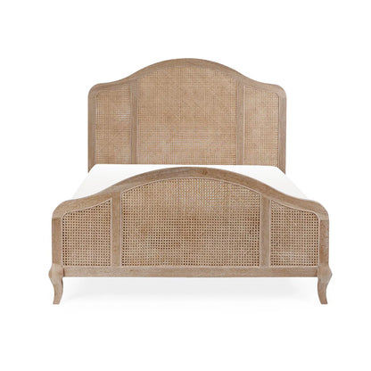 Shop the Château Rattan Bed in Light Oak, featuring an arched headboard and footboard with intricate rattan panelling. Free UK Mainland Delivery. Shop online todat at www.nobleandnook.co.uk