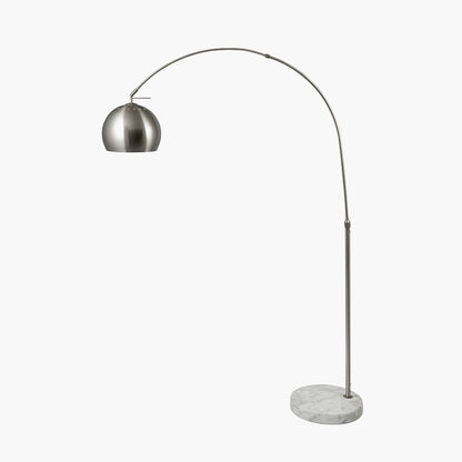 This exquisite floor lamp boasts a brushed silver finish and a solid white marble base, exuding sleek sophistication. FREE UK MAINLAND DELIVERY. Shop online now at www.nobleandnook.co.uk