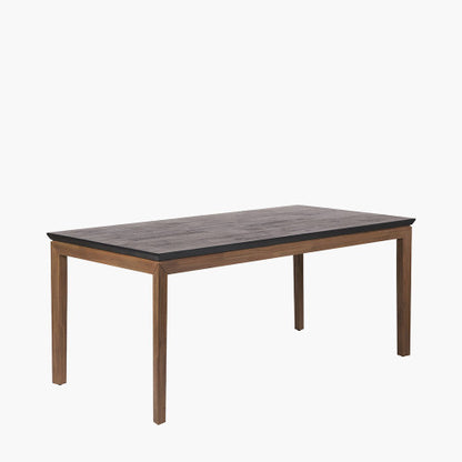 Shop the Gio Black and Natural Acacia Wood 6 Seater Dining Table. Dimensions – W180 x D90 x H76 cm. Perfect for both modern and rustic interiors. Visit www.nobleandnook.co.uk today.