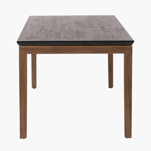 Shop the Gio Black and Natural Acacia Wood 6 Seater Dining Table. Dimensions – W180 x D90 x H76 cm. Perfect for both modern and rustic interiors. Visit www.nobleandnook.co.uk today.