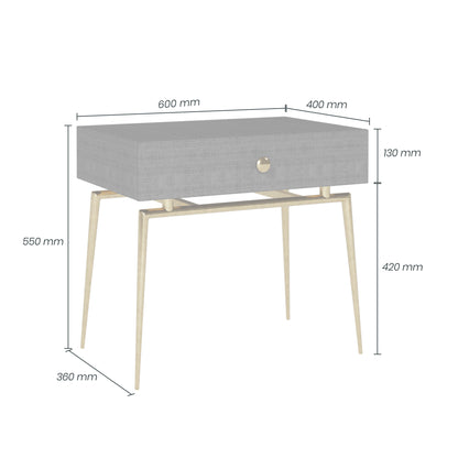 Shop the Greyshott 1 Drawer Bedside Table in a dark grey crocodile finish and gold legs by D.I. Designs. FREE UK Mainland Delivery. Shop online today at www.nobleandnook.co.uk