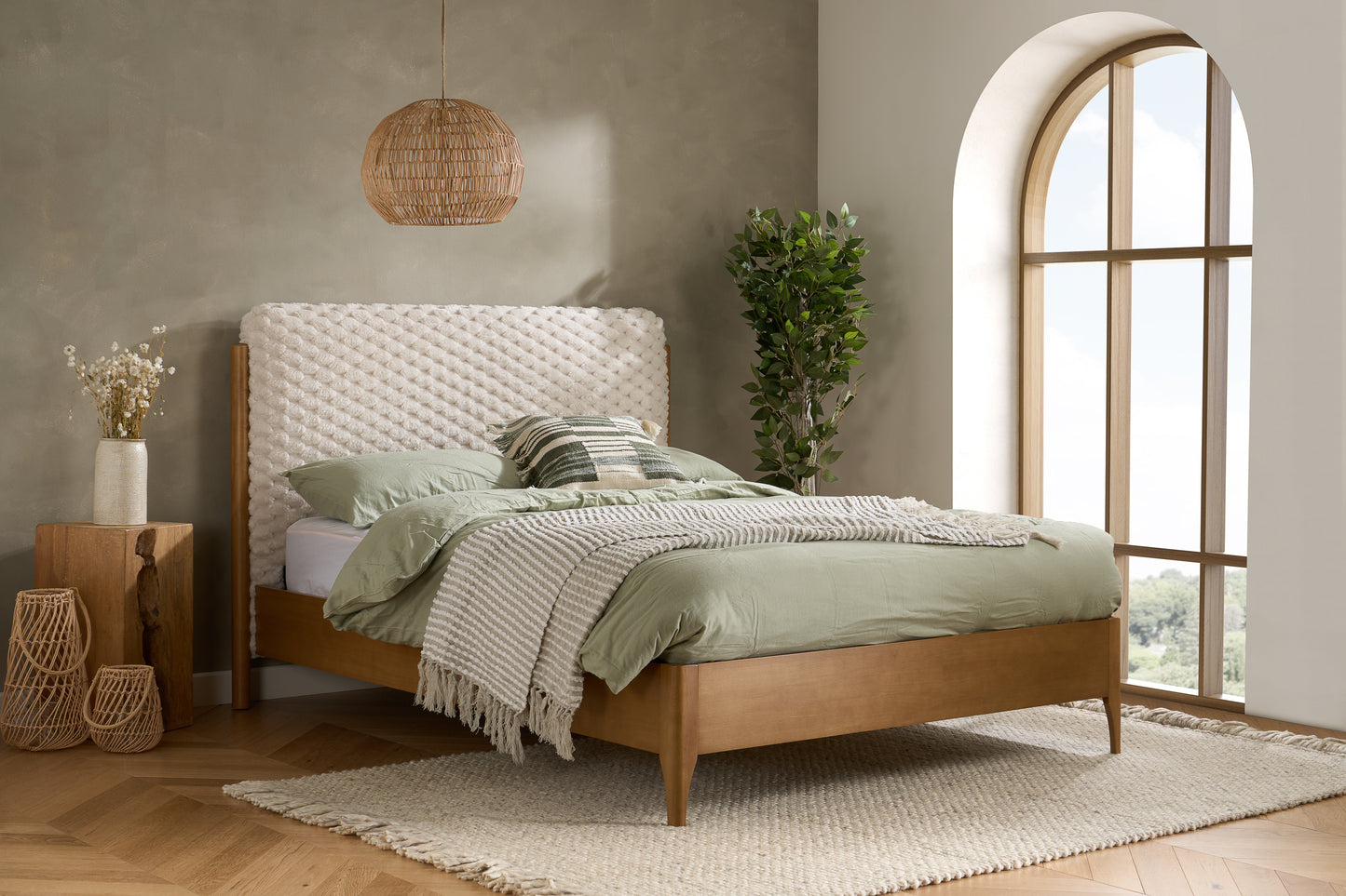 The Hatti Natural Wood Frame King Size Bed