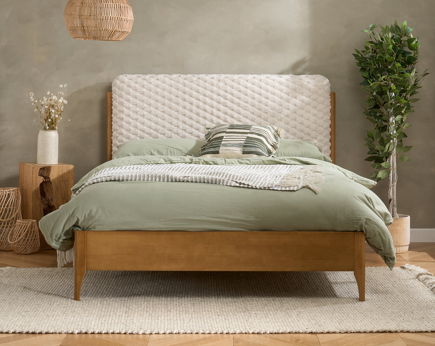 The Hatti Natural Wood Frame King Size Bed