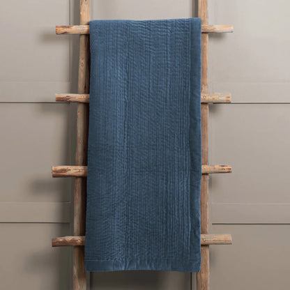 Haze Velvet Quilted Throw Bluebell – Luxurious Comfort and Timeless Serenity