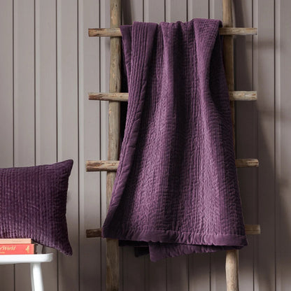 Haze Velvet Quilted Throw Plum – Deep Colour and Timeless Elegance