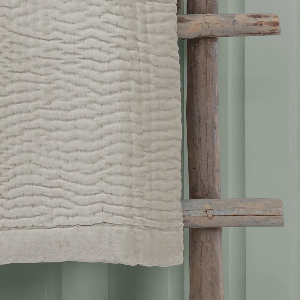 Haze Velvet Quilted Throw Quartz – Sumptuous Texture and Modern Elegance