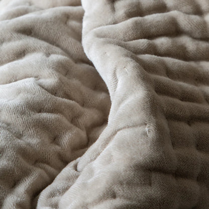 Haze Velvet Quilted Throw Quartz – Sumptuous Texture and Modern Elegance