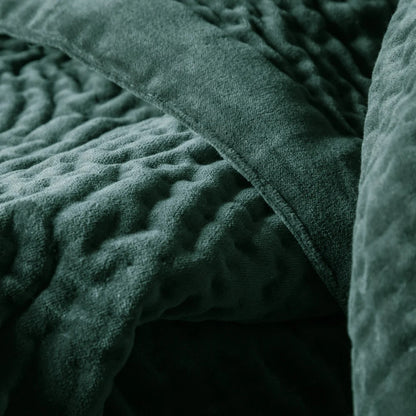 Haze Velvet Quilted Throw Seafoam – Serene Luxury and Timeless Softness