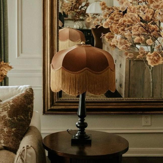 The Emmy Fringed Lampshade with Golden Fringe
