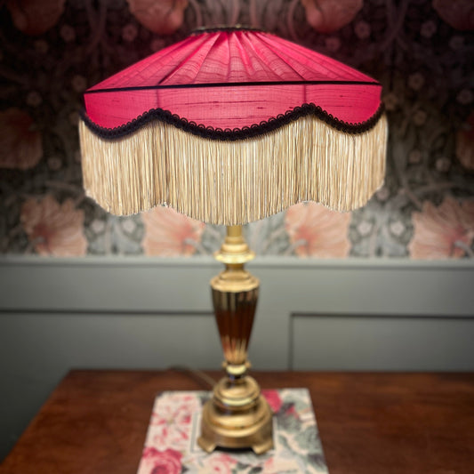The Peggy Silk Fringed Lampshade - Pink
