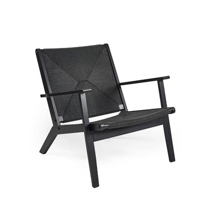 Icaria Chair with Woven Detail in Striking Black Finish