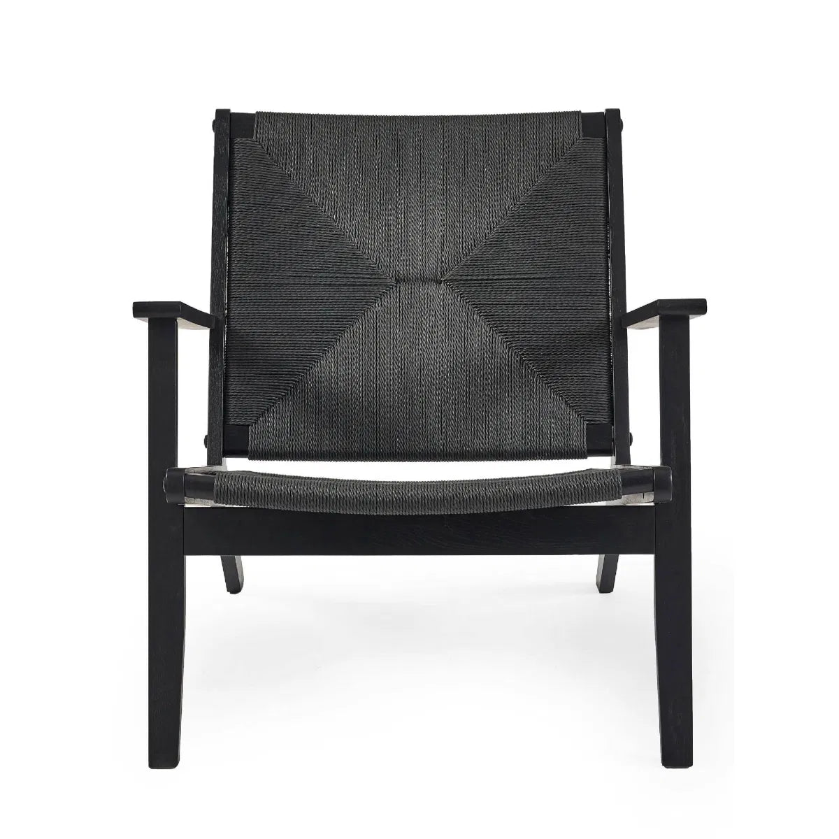 Icaria Chair with Woven Detail in Striking Black Finish
