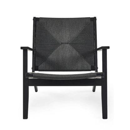 Icaria Chair with Woven Detail in Striking Black Finish