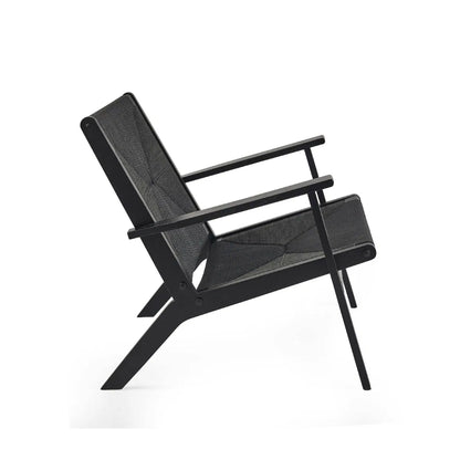 Icaria Chair with Woven Detail in Striking Black Finish