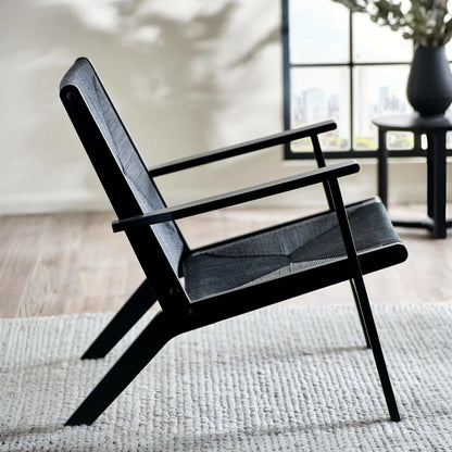 Icaria Chair with Woven Detail in Striking Black Finish