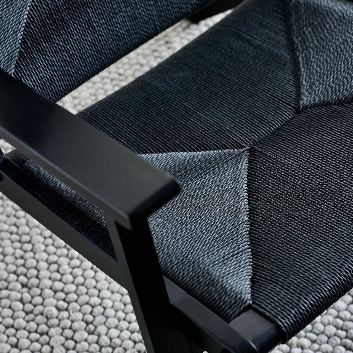 Icaria Chair with Woven Detail in Striking Black Finish