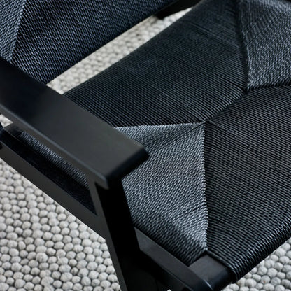 Icaria Chair with Woven Detail in Striking Black Finish