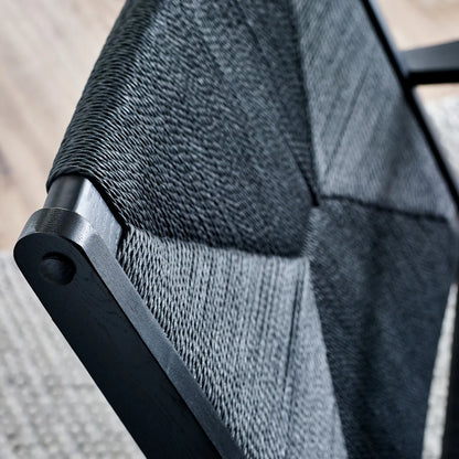 Icaria Chair with Woven Detail in Striking Black Finish