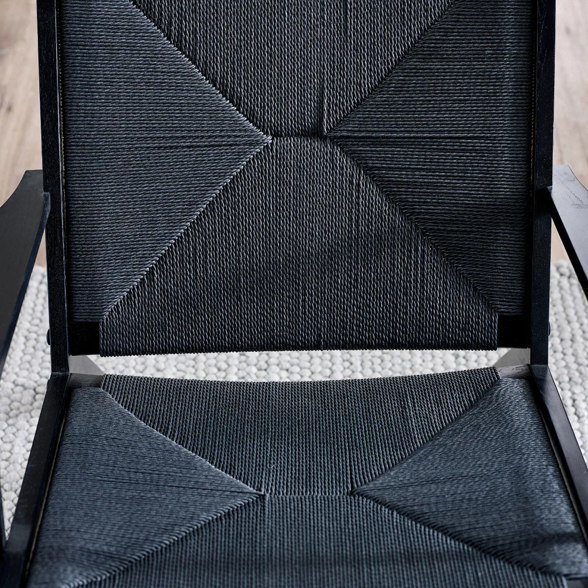 Icaria Chair with Woven Detail in Striking Black Finish