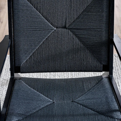 Icaria Chair with Woven Detail in Striking Black Finish