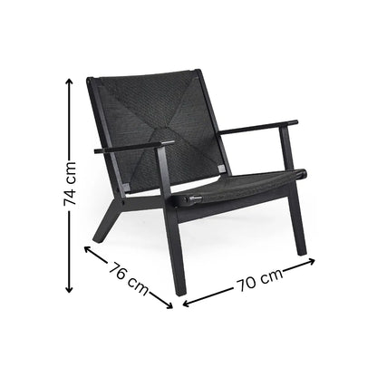 Icaria Chair with Woven Detail in Striking Black Finish