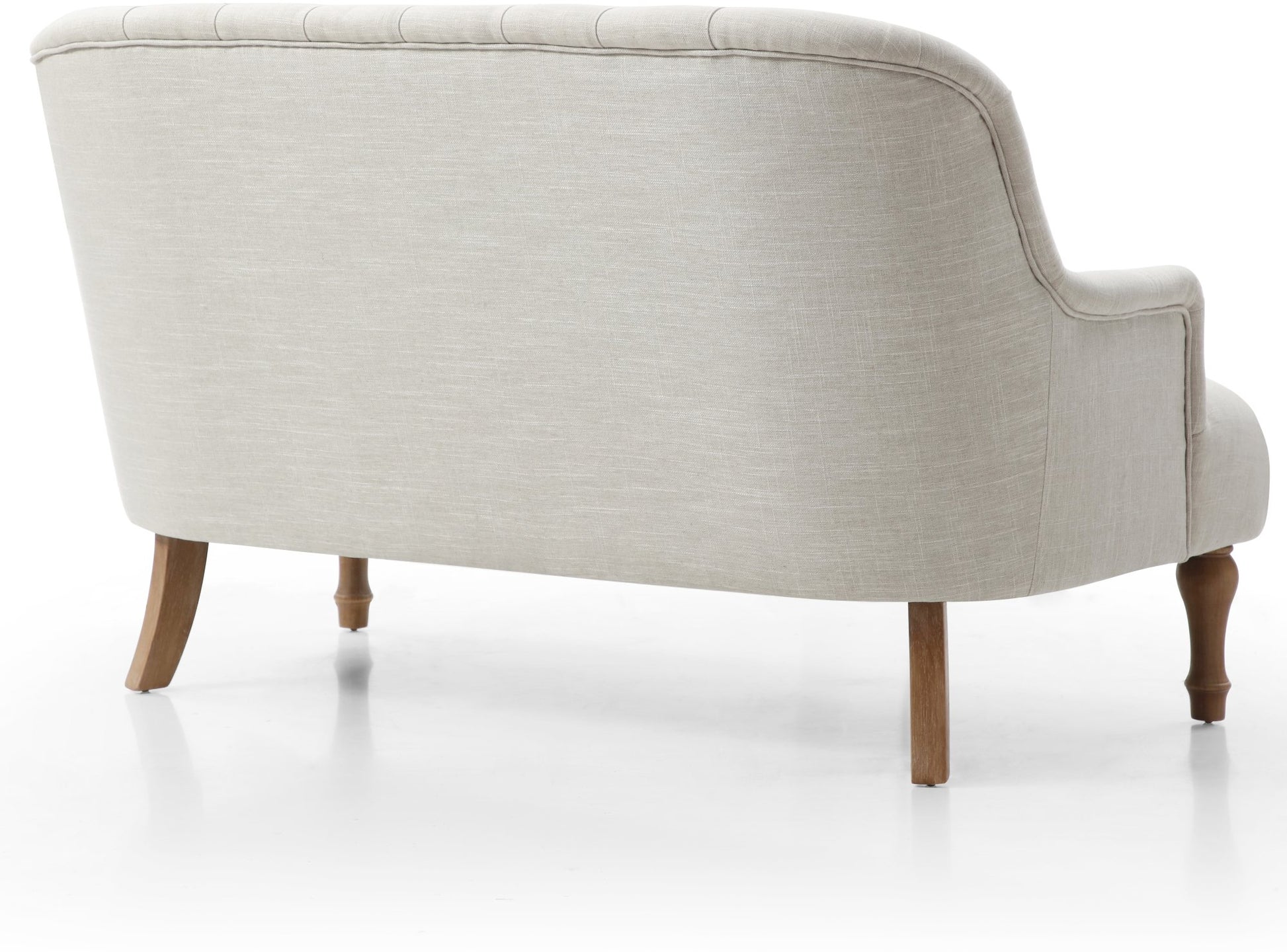 Shop the Bianca 2-Seater Chair, combining classic elegance with superior comfort. Featuring a plump seat, eye-catching tufted back, and traditional washed wooden legs. Shop online at www.nobleandnook.co.uk