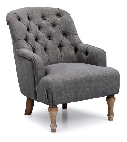 Bianca Button Back Armchair in Charcoal Linen