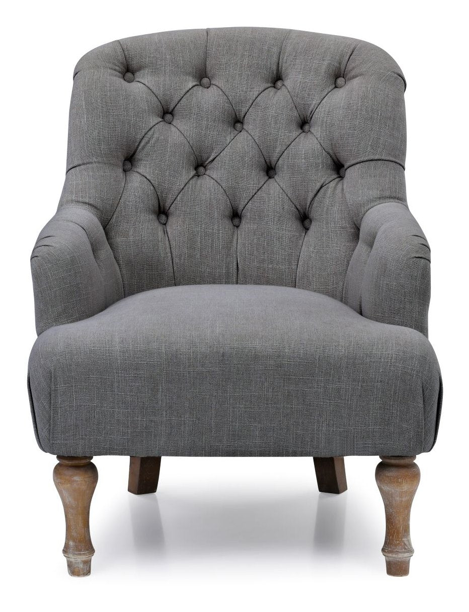 Bianca Button Back Armchair in Charcoal Linen