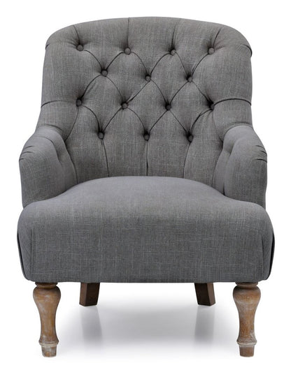 Bianca Button Back Armchair in Charcoal Linen