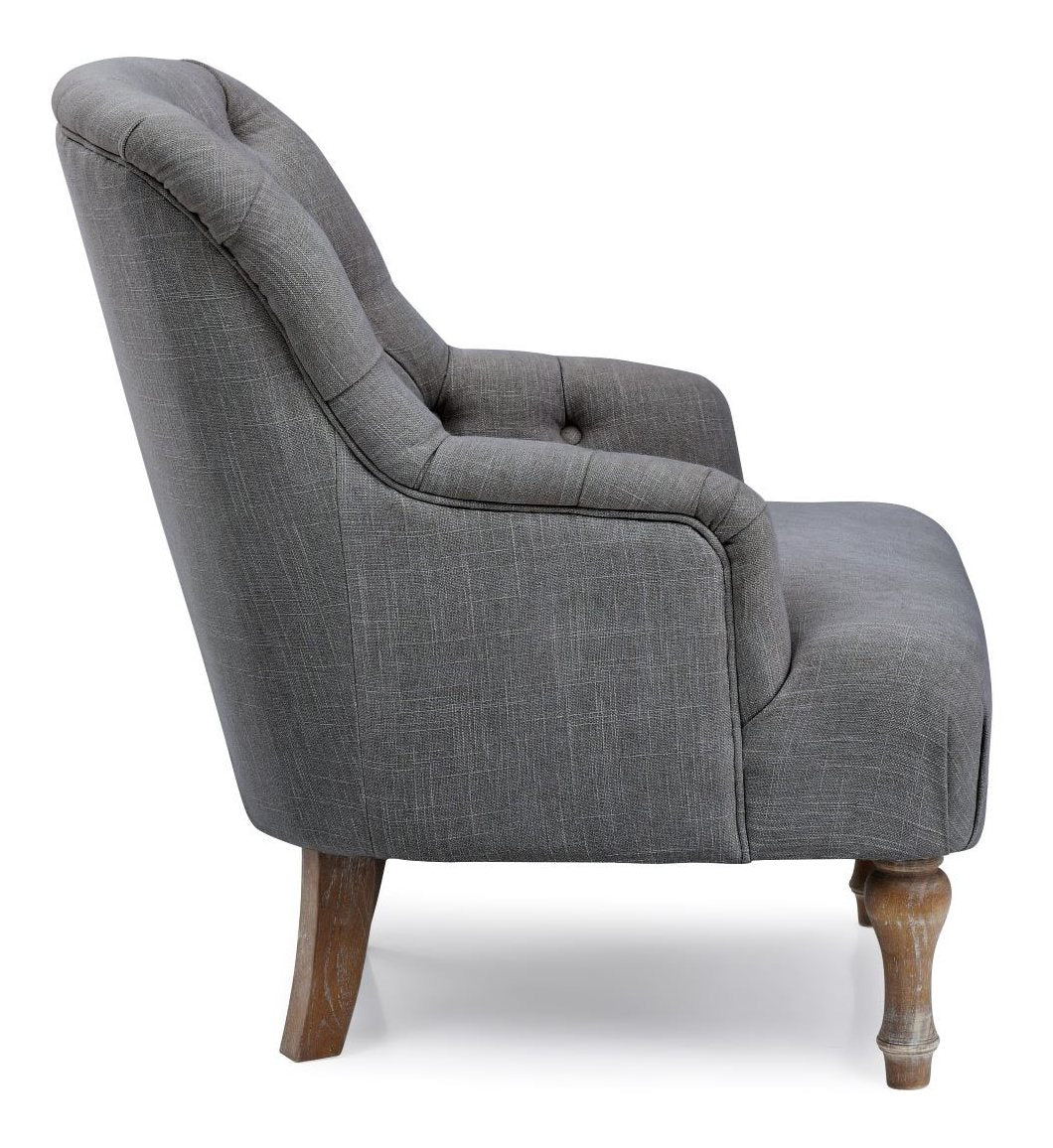 Bianca Button Back Armchair in Charcoal Linen